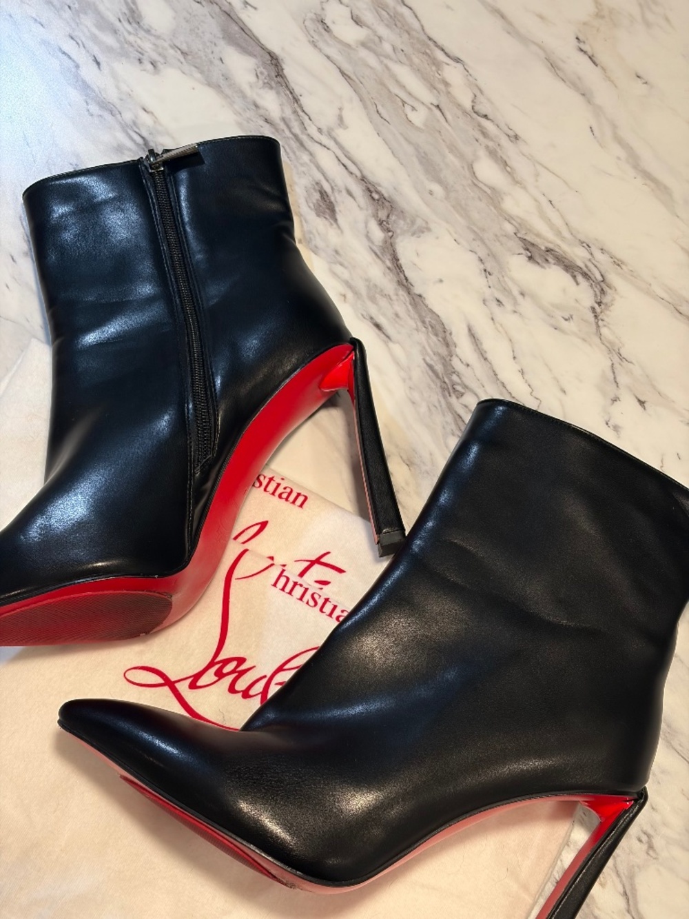 Christian Louboutin Black Leather Ankle Boots